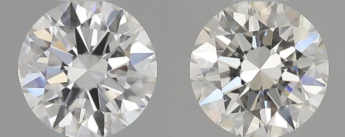 2 pcs Diamant  (Natur)  - 061 ct - Rund - F - IF - Gemological Institute of America (GIA) - *Matchende par* *3EX*