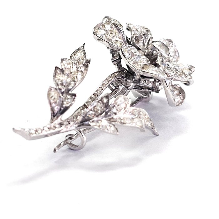 Broche - 18 kraat Hvidguld -  7.00ct. tw. Diamant (Natur)