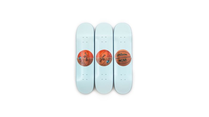 Jeff Koons x The SkateRoom - Three Ball 50/50 Tank (Two Spalding Dr. J Silver Series, Wilson Supershot) Skateboard