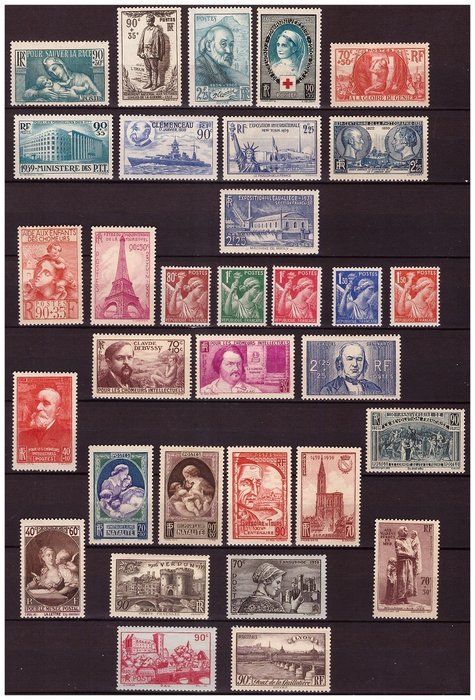 Frankrig 1939 - Helår i ny uden hængsler TTB - Yvert N°419 au N°450 MNH**