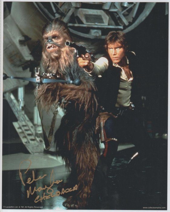 Star Wars, Star Wars Episode IV: A New Hope - Signed Photo - Peter Mayhew (RIP) as Chewbacca - with inscription Chewbacca