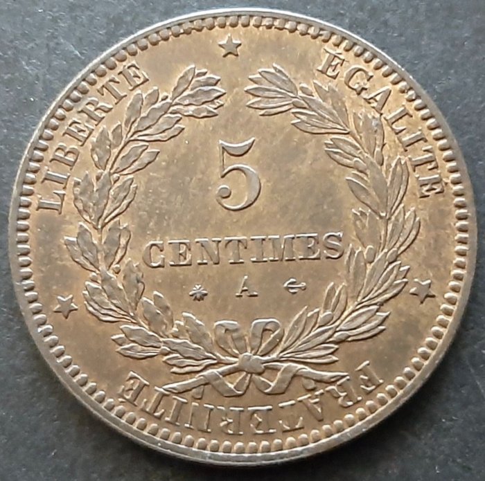 Frankrig Third Republic (1870-1940) 5 Centimes 1872-A Paris "Cérès" - Grand A