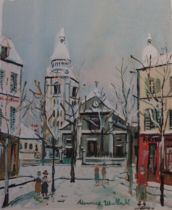 Maurice Utrillo (1883-1955) - L'Eglise Saint Pierre de Montmartre en hiver