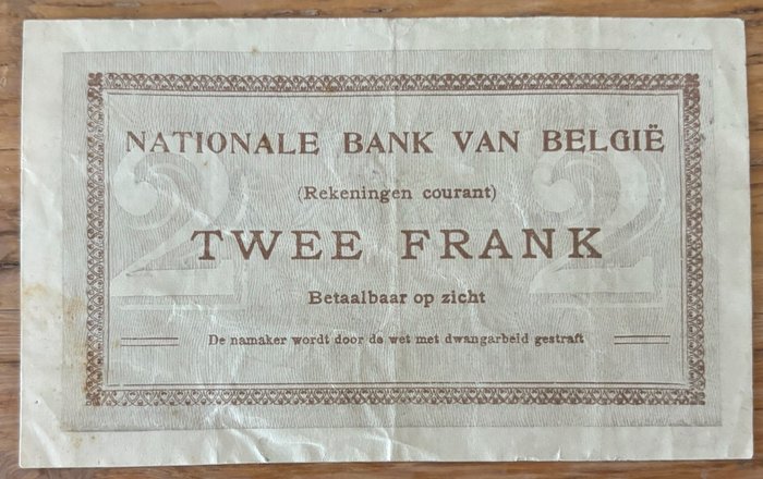 Belgien. - 2 Francs 1914 - Pick 82  (Ingen mindstepris)