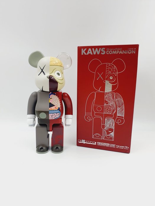 Kaws (1974) - Kaws Brown/Red Dissected x OriginalFake - Be@rbrick 400% Bearbrick Medicom Toy 2008