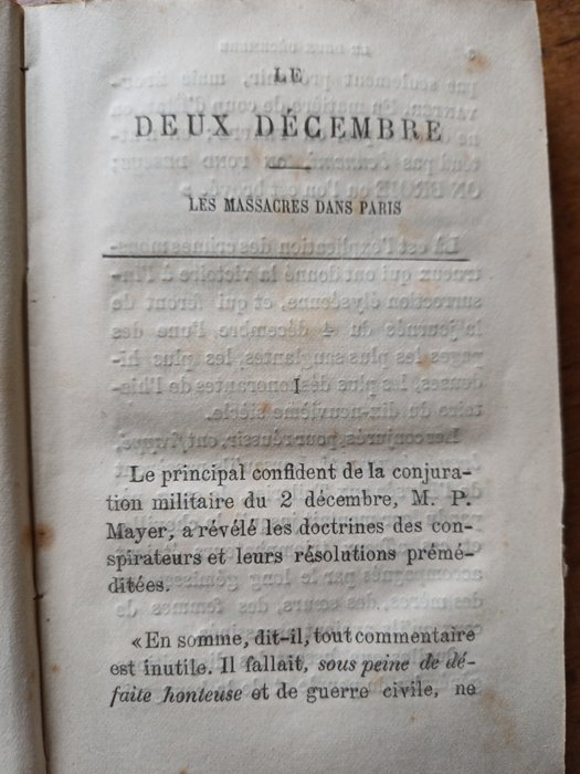 Victor Schoelcher - Le Deux Décembre, Les Massacres dans Paris - 1874