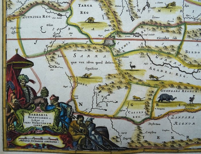 Afrika - Marokko, Tunesien, Algeriet, Libyen, Sahara; Olfert Dapper / Jacob Van Meurs - Barbaria Biledulgerid o Libye et pars Nigritarum Terra - 1661-1680