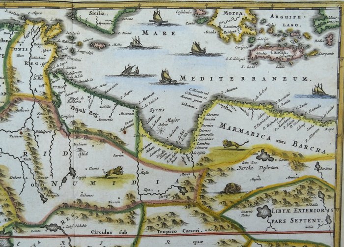 Afrika - Marokko, Tunesien, Algeriet, Libyen, Sahara; Olfert Dapper / Jacob Van Meurs - Barbaria Biledulgerid o Libye et pars Nigritarum Terra - 1661-1680