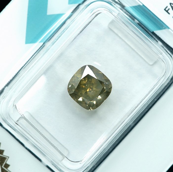 Ingen mindstepris - 1 pcs Diamant  (Naturfarvet)  - 1.71 ct - Pude - Fancy Grålig Gul - SI2 - International Gemological Institute (IGI)