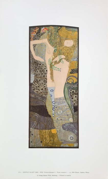 Gustav Klimt (1862-1918) - Watersnakes I 1904 - Vintage Artprint - 41 x 25 cm