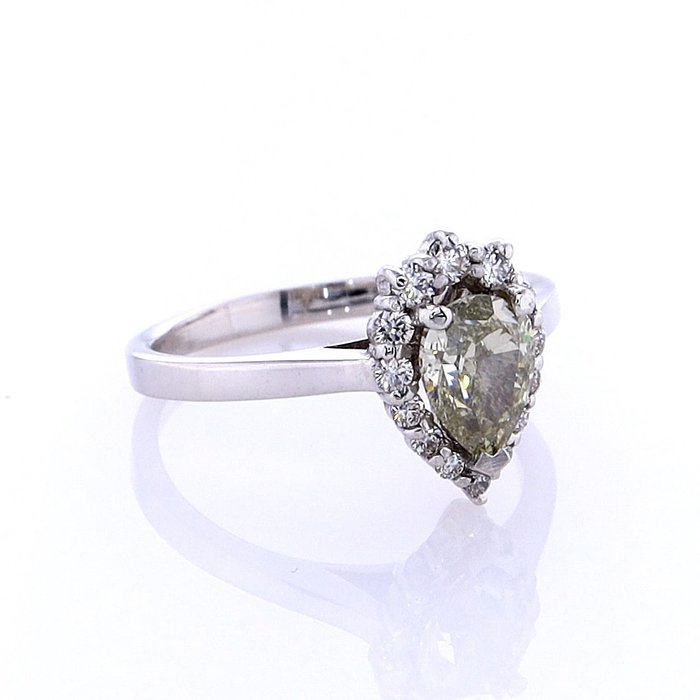 Ring - 14 karat Hvidguld -  0.80ct. tw. Diamant (Naturfarvet) - Diamant