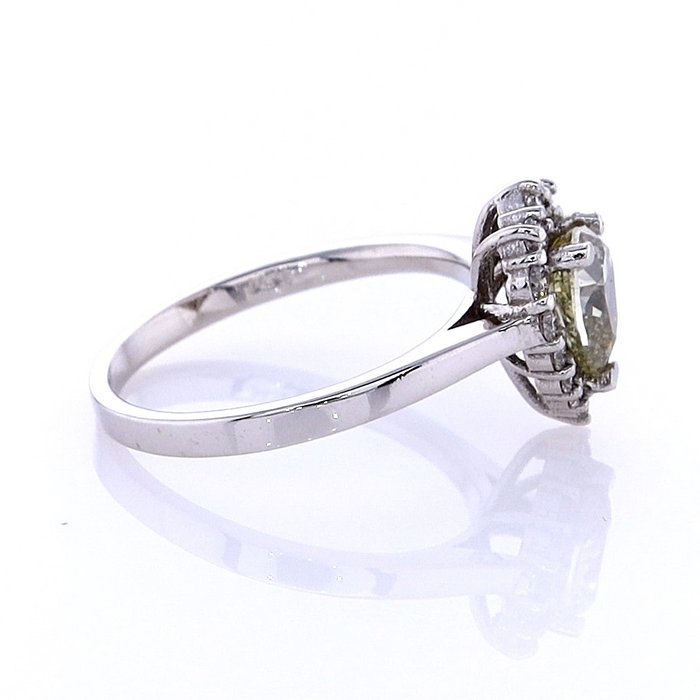 Ring - 14 karat Hvidguld -  0.80ct. tw. Diamant (Naturfarvet) - Diamant