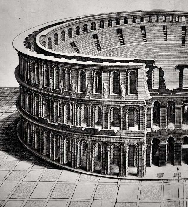 Joan Blaeu / Pieter Mortier - The Verona Arena or Roman Amphitheatre from Nouveau Théâtre d'Italie - 1660-1704