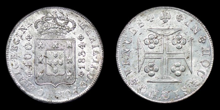 Portugal. Maria II. Cruzado Novo (480 Reis) 1834  (Ingen mindstepris)