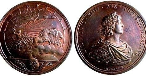 Frankrig. Ludvig 14. (1643-1715). Bronze medal - opus Molert - riconio postumo  (Ingen mindstepris)