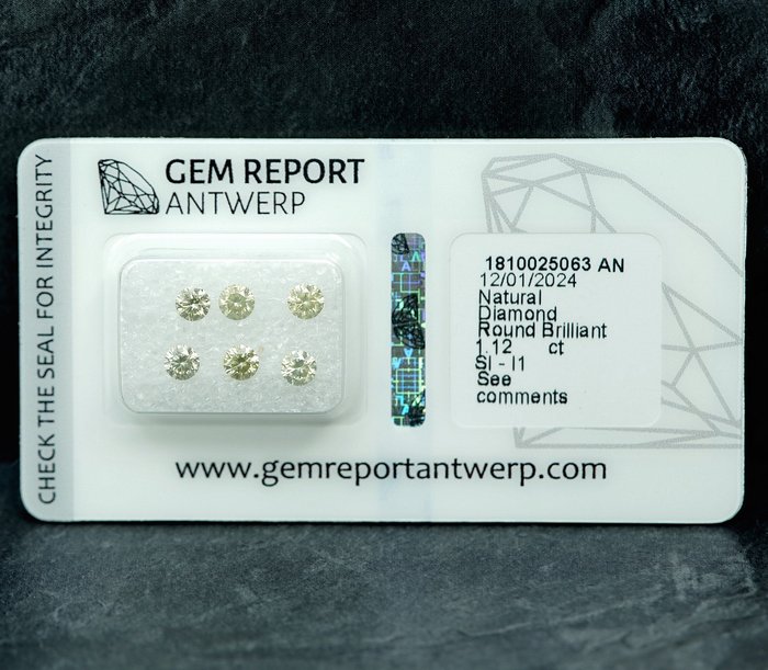 6 pcs Diamant  (Natur)  - 1.12 ct - I1, SI1 - Gem Report Antwerp (GRA)