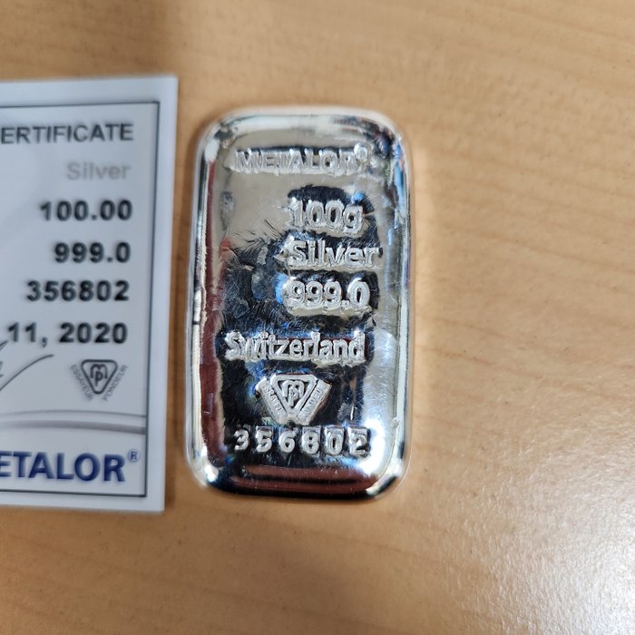 500 grs (5 x 100 grs) - Sølv 999 - Metalor - Med certifikat