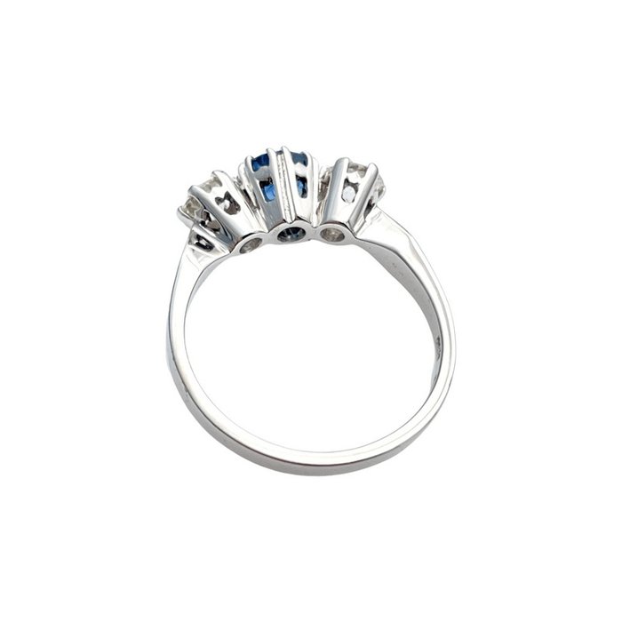 Ring - 14 karat Hvidguld -  1.20ct. tw. Safir - Diamant - Royal Safir Ring