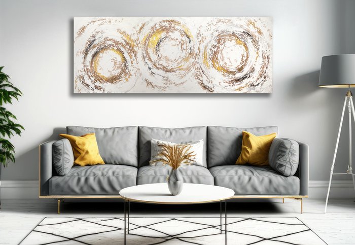 Monika Spiewak - Golden Circles - XXL -  on Frame - Ready to Hang