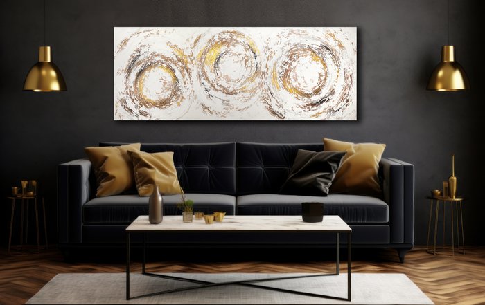 Monika Spiewak - Golden Circles - XXL -  on Frame - Ready to Hang