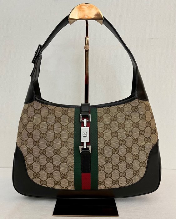 Gucci - "Jackie1961" MM O-Hobo - Sherry Line - Leder/Canvas - Braun - Skuldertaske