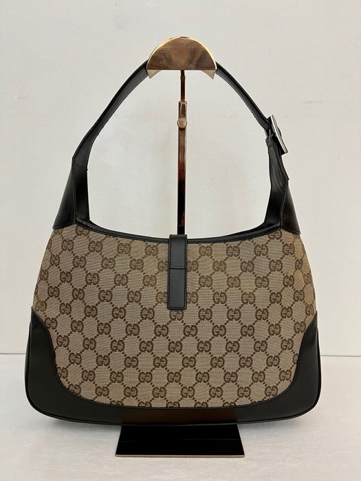 Gucci - "Jackie1961" MM O-Hobo - Sherry Line - Leder/Canvas - Braun - Skuldertaske