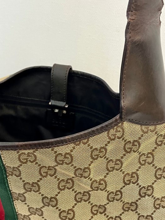 Gucci - "Jackie1961" MM O-Hobo - Sherry Line - Leder/Canvas - Braun - Skuldertaske