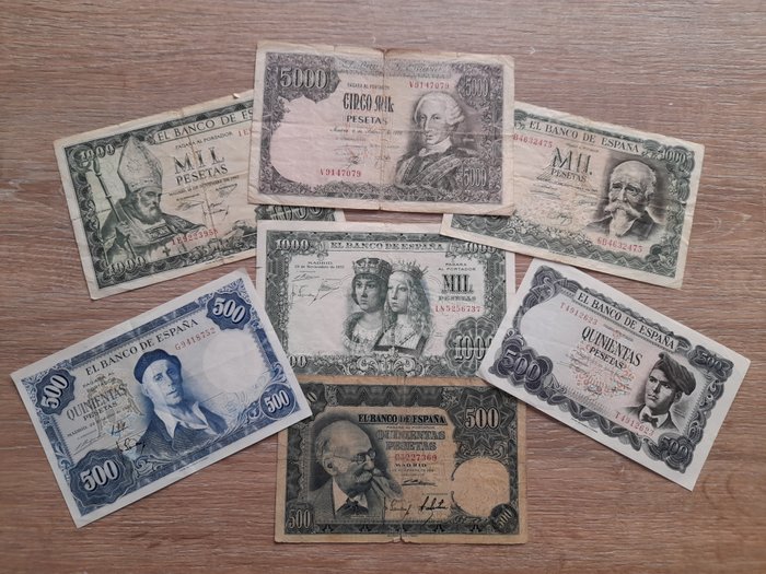 Spanien - 7 banknotes - various dates  (Ingen mindstepris)