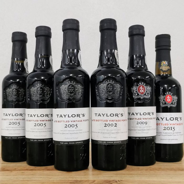 Taylor's Late Bottled Vintage Port: 2002, 3x 2005, 2009  2015 -  Porto  - 6 Halve flasker (0,375 L)