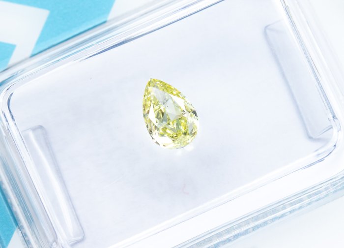 Ingen mindstepris - 1 pcs Diamant  (Naturfarvet)  - 0.50 ct - Pære - Fancy light Gul - SI1 - International Gemological Institute (IGI)