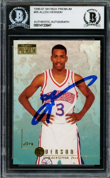 1996 Skybox Premium Allen Iverson #85 - Autograph Card - Rookie Card BGS Autentisk Auto - 1 Graded card