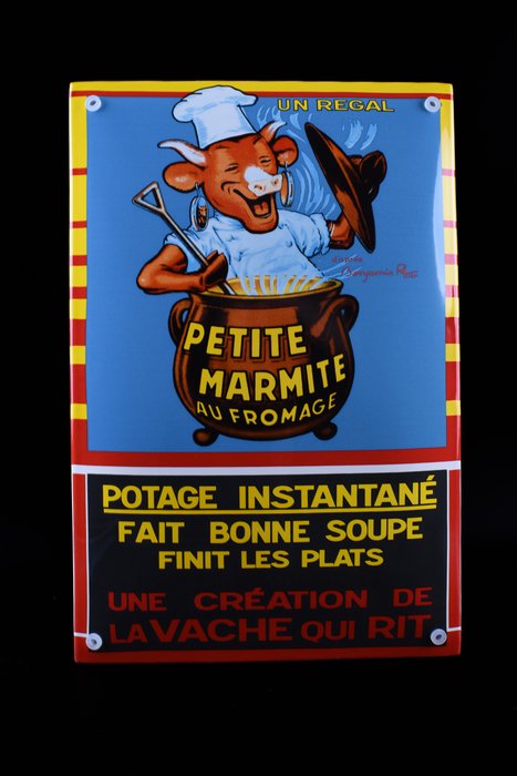 PETITE MARMITE au formage; beautiful shine; high quality; "une création de la vache qui rit" - Emaljeskilt - Emalje