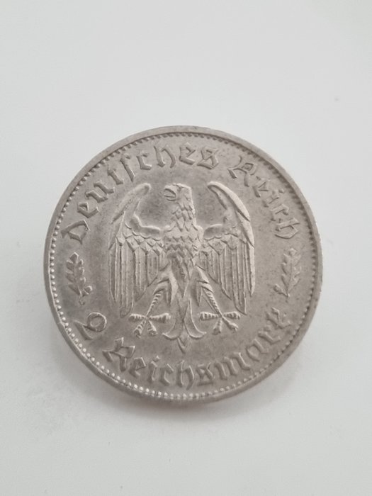 Tyskland, Weimarrepublikken 2 Reichsmark 1934, Sciller  (Ingen mindstepris)