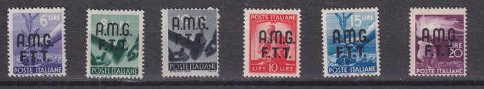 Triest - Zone A 1947/1948 - Lot af to komplette serier. "Demokratisk" næsten helt underskrevet og "Risorgimento-hundredårsdagen" - Sassone Serie 1 e Serie 3