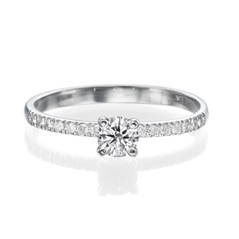 Forlovelsesring - 14 karat Hvidguld -  030ct tw Diamant (Natur)  - Diamant