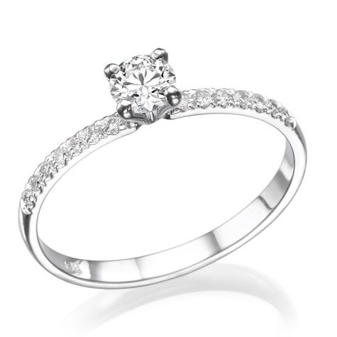 Forlovelsesring - 14 karat Hvidguld -  030ct tw Diamant (Natur)  - Diamant