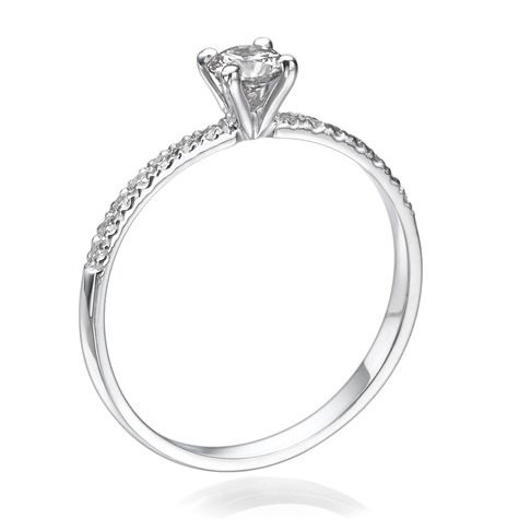 Forlovelsesring - 14 karat Hvidguld -  030ct tw Diamant (Natur)  - Diamant