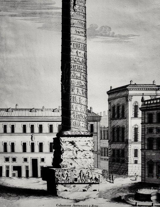 Joan Blaeu / Pieter Mortier - The Column of Marcus Aurelius in Rome from Nouveau Théâtre d'Italie - 1660-1704