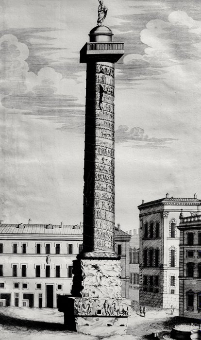 Joan Blaeu / Pieter Mortier - The Column of Marcus Aurelius in Rome from Nouveau Théâtre d'Italie - 1660-1704