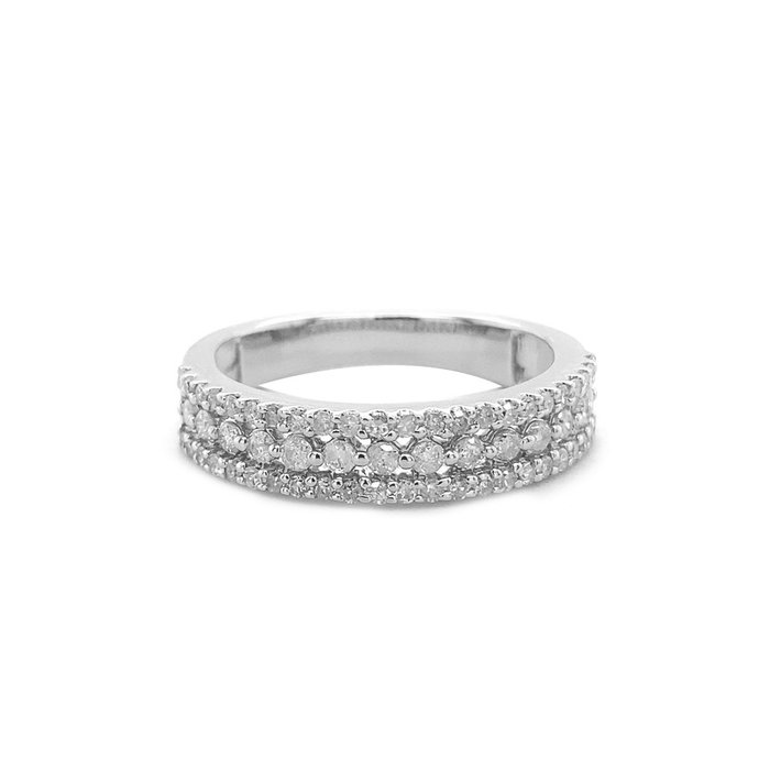 Ring - 14 karat Hvidguld -  0.55ct. tw. Diamant (Natur)