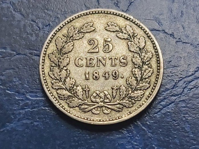 Holland. 25 Cents 1849  (Ingen mindstepris)