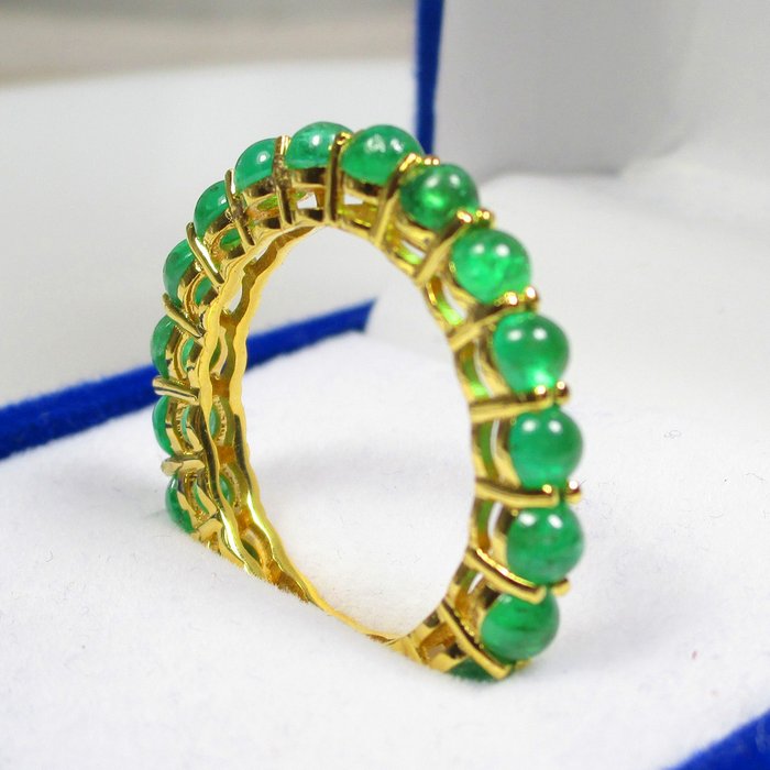 Ring - 14 karat Gulguld -  3.01ct. tw. Smaragd - Vidunderlig Emeralds Ring