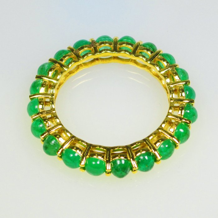 Ring - 14 karat Gulguld -  301ct tw Smaragd - Vidunderlig Emeralds Ring