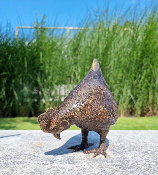 Statuette - Chicken and rooster - Bronze