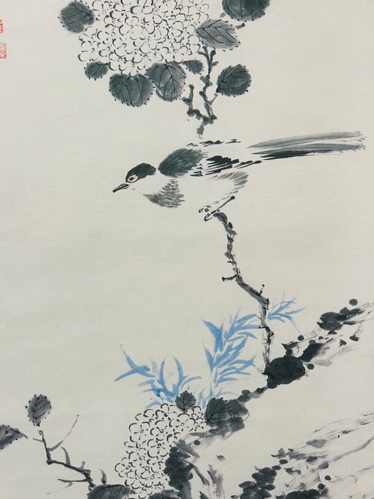 Smukt maleri af blomster og fugle - Silke - 竹田生 - Japan - Shōwa-periode (1926-1989)