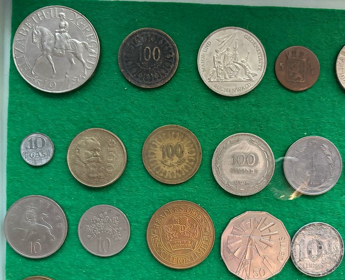 Verden. Lot of 35 coins from all over world, including scarce and silver example 1810-2022  (Ingen mindstepris)