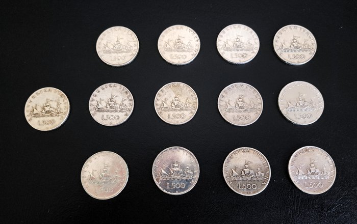 Italien Den Italienske Republik 500 Lire (13 coins)  (Ingen mindstepris)