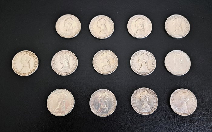 Italien Den Italienske Republik 500 Lire (13 coins)  (Ingen mindstepris)