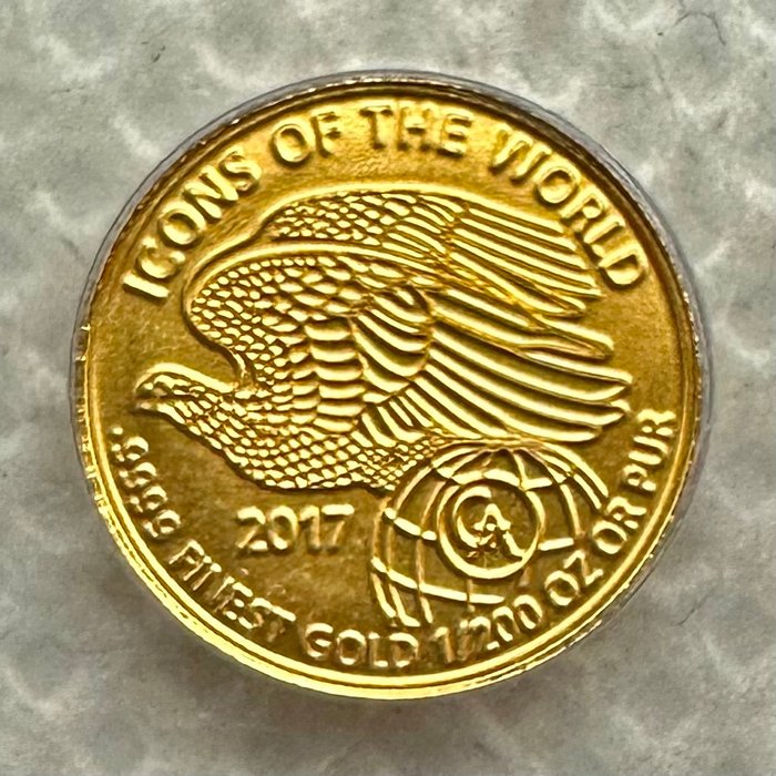 Rwanda. 10 Francs 2017 Icons of the World - Double Eagle, oro 1/200 Oz (.999)  (Ingen mindstepris)