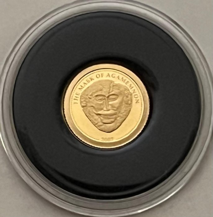 Nauru. 10 Dollars 2007 "Maske des Agamemnon 0,5g, (.999) Proof mit COA  (Ingen mindstepris)